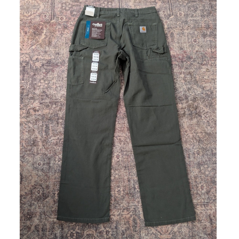 Carhartt Womens Relaxed Fit Canvas Carpenter Jean Gray Green WB159 DMS 10x32 NWT - Picture 2 of 6